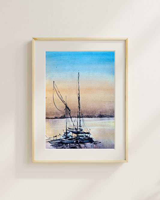 Boats at sunset